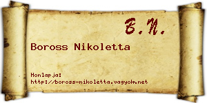 Boross Nikoletta névjegykártya